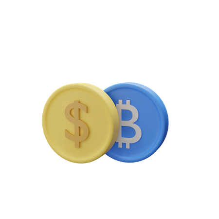 Dollar And Bitcoin  3D Icon