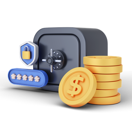 Dollar Bank Locker  3D Illustration