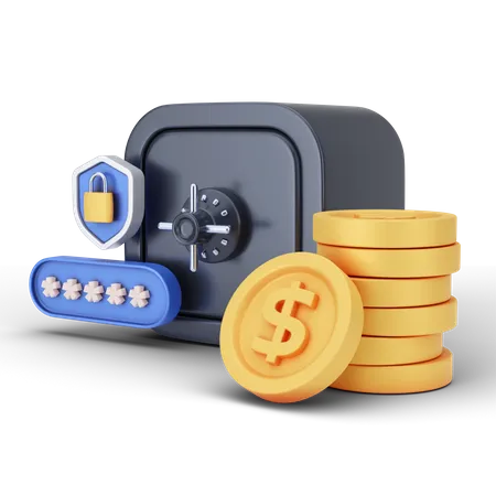 Dollar Bank Locker  3D Illustration