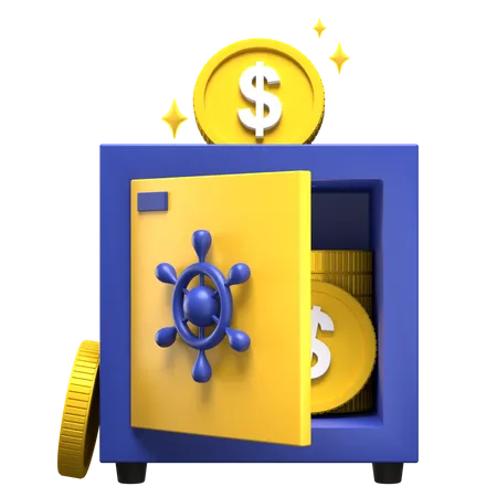 Dollar Bank Locker  3D Illustration