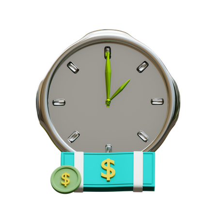 Dollar Bargeld und Uhr  3D Icon