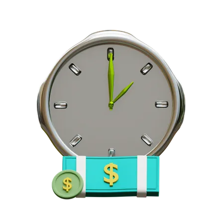 Dollar Bargeld und Uhr  3D Icon