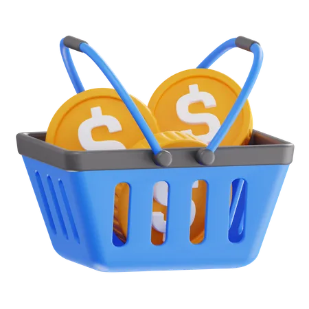 Dollar Basket  3D Icon