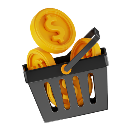 Dollar Basket  3D Icon