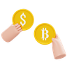 3d bitcoin dollar swap emoji