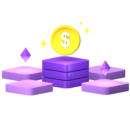 Dollar-Blockchain-Technologie  3D Illustration