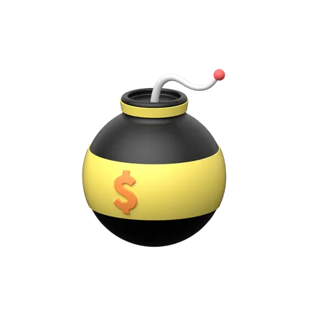 Dollar Bomb 3 D Icon Captures The Impact Of Financial Volatility Depicting A Bomb With Dollar Signs Symbolizing Economic Instability Explosively 3D Icon