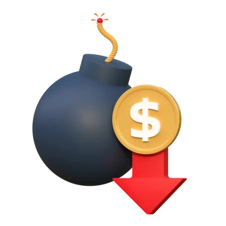 Dollar Money Price Low Down Time Bomb Finance Icon 3 D Illustration 3D Icon