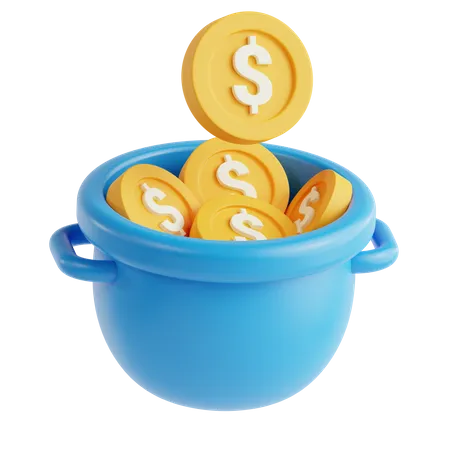 Dollar Bucket  3D Icon