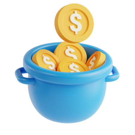 Dollar Bucket  3D Icon