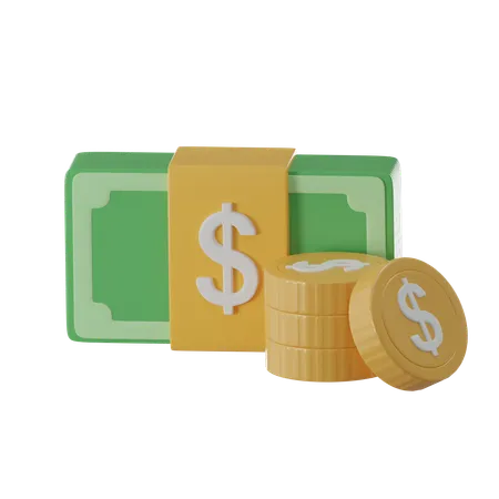 Minimal Cartoon Style Money Dollar Cash Icon 3 D Rendering 3D Icon