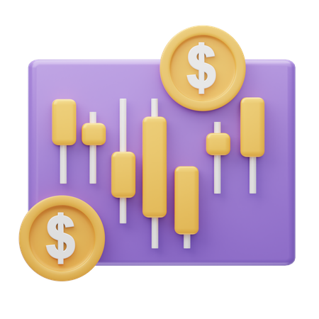 Dollar Candlestick Chart  3D Icon