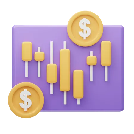 Dollar Candlestick Chart  3D Icon