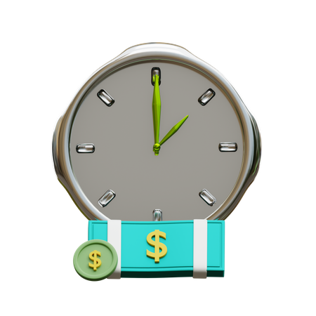 Dollar Cash And Clock  3D Icon