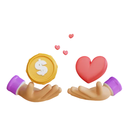3 D Hand Gesture With Love And Coin Illustration 3D Icon