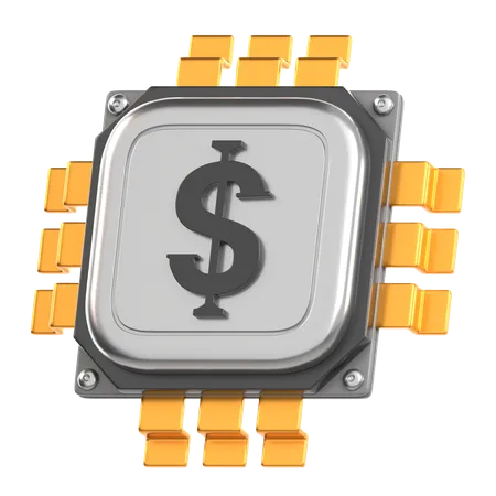 Dollar Chip Processor 3 D Fintech Icon 3D Icon