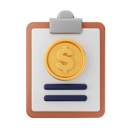Dollar Clipboard  3D Icon