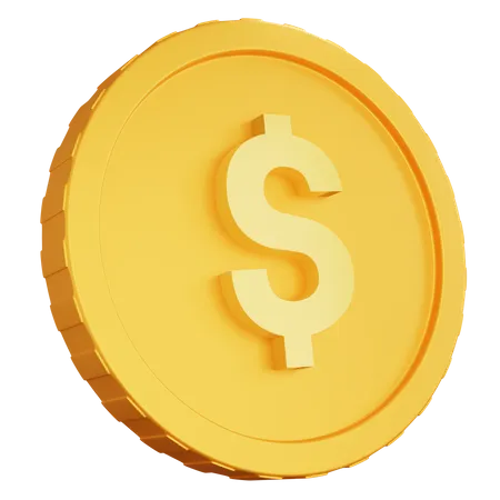 3 D Rendering Coin Dollar Side View 3D Icon