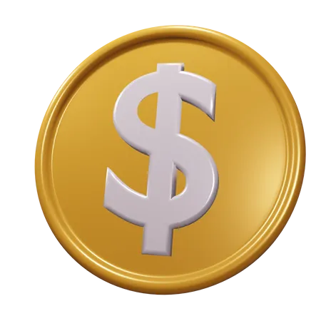 3 D Dollar Gold Coin Icon 3D Icon