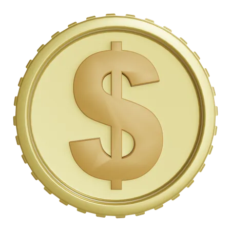 Money Gold Coin Dollar 3 D Icon With High Resolution Render Business Illustration 3D Icon