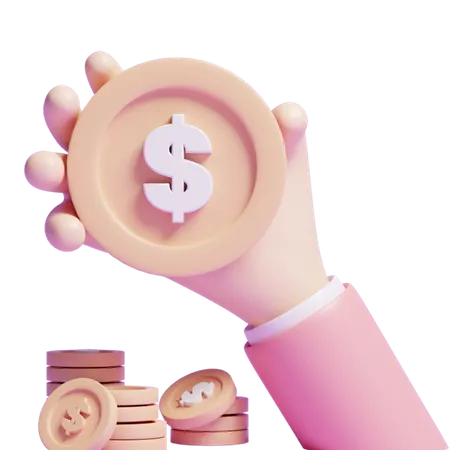3 D Business Financial Dollar Coin Money 3D Icon