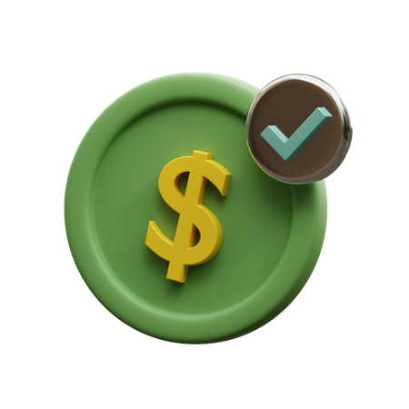 Dollar Coin Approved  3D Icon