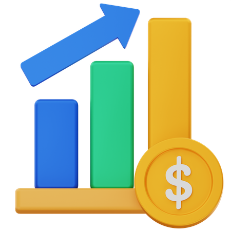 Dollar coin bar chart  3D Icon