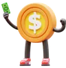 Dollar Coin Character Get Money
