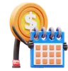 Dollar Coin Character Holding Calendar Planning Schedule