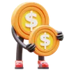 Dollar Coin Character Holding Coin