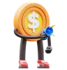 Dollar Coin Character Holding Megaphone For Marketing