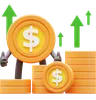 Dollar Coin Character Showing Money Graph Rising Up