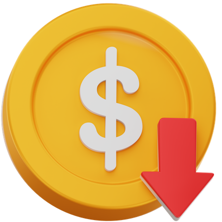 Dollar coin decrease  3D Icon