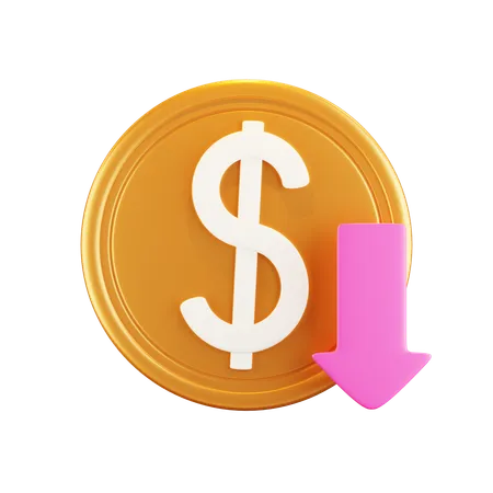 3 D Dollar Coin Down Illustration 3D Icon