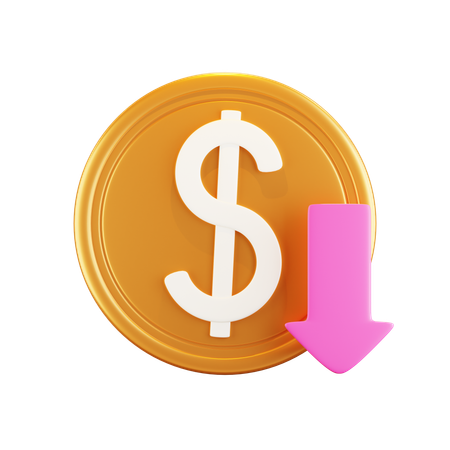 Dollar Coin Down  3D Icon