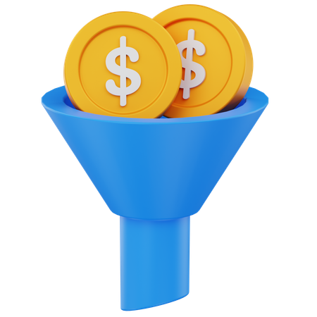 달러 동전 깔때기  3D Icon