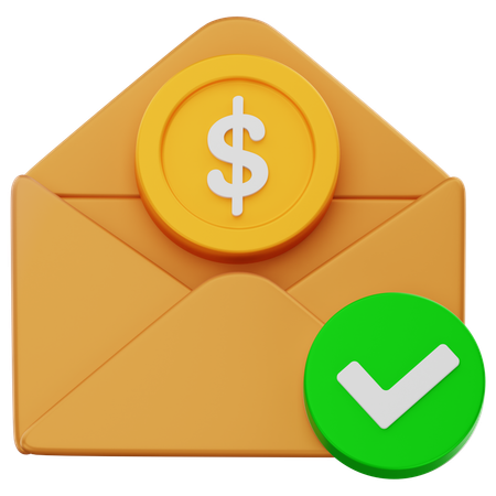 봉투에 든 달러 동전  3D Icon