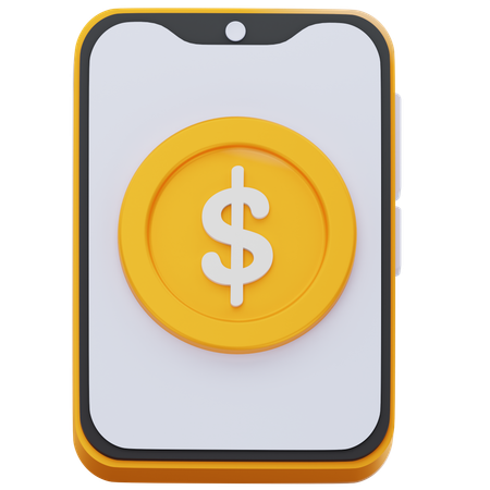 Dollar coin in mobile screen  3D Icon
