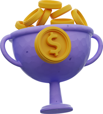 Dollar Coin In Winner Cup  3D Illustration