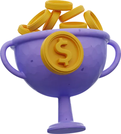 Dollar Coin In Winner Cup  3D Illustration