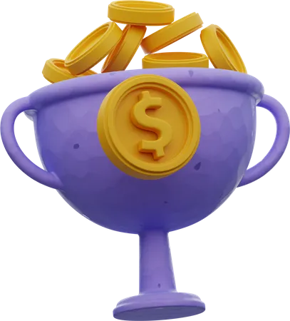 Premium Coin In Winner Cup Icon Set With High Resolution PNG And Editable Source File 3D Illustration