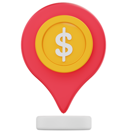Dollar coin location pin  3D Icon