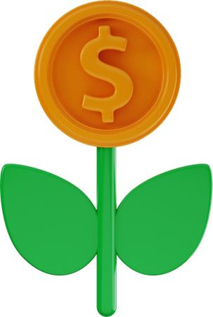 Dollar Coin Plant  3D Icon