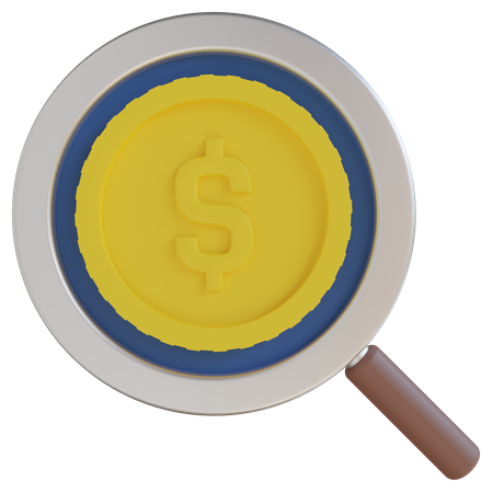 Dollar Coin Search 3D Icon