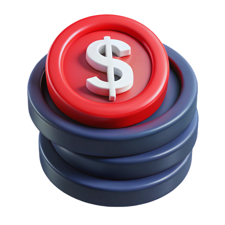 Dollar Coin Stack  3D Icon