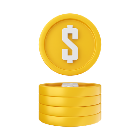 Dollar Coin Stack  3D Icon