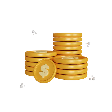 3 D Rendering Dollar Coin Stack Isolated Object 3D Illustration