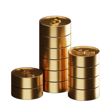 A Stack Of Smooth Golden Coins For Your Finance Project 3D Illustration