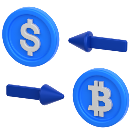 Dollar coin to Bitcoin  3D Icon