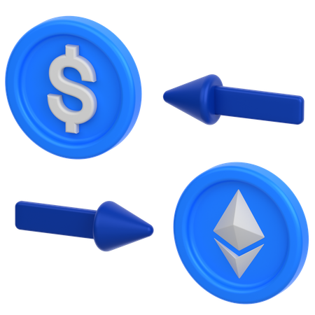 Dollar coin to Ethereum  3D Icon